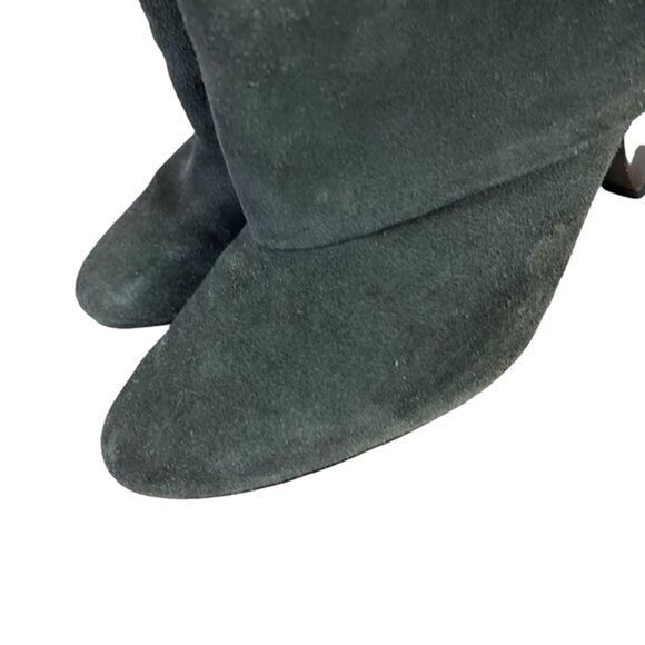 STEVE MADDEN FOLD High Cone Heels Ankle Boots Gray Suede Genuine Leather sz 7 M - Picture 11 of 16